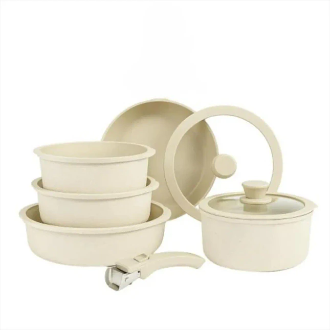 Batería de Cocina de 11 Piezas Antiadherente con Mangos Desmontables 1