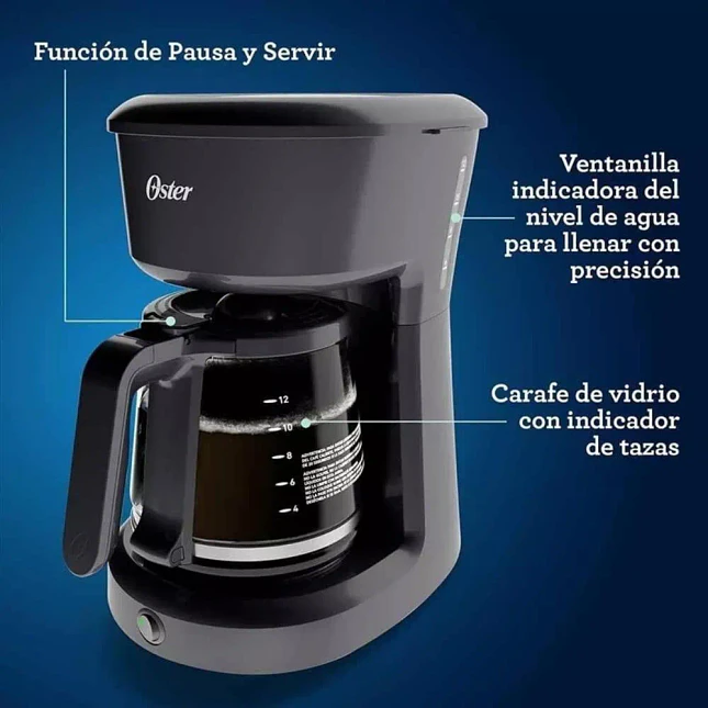 Cafetera Oster de 12 Tazas con Filtro Reutilizable y Pausa y Servir 3