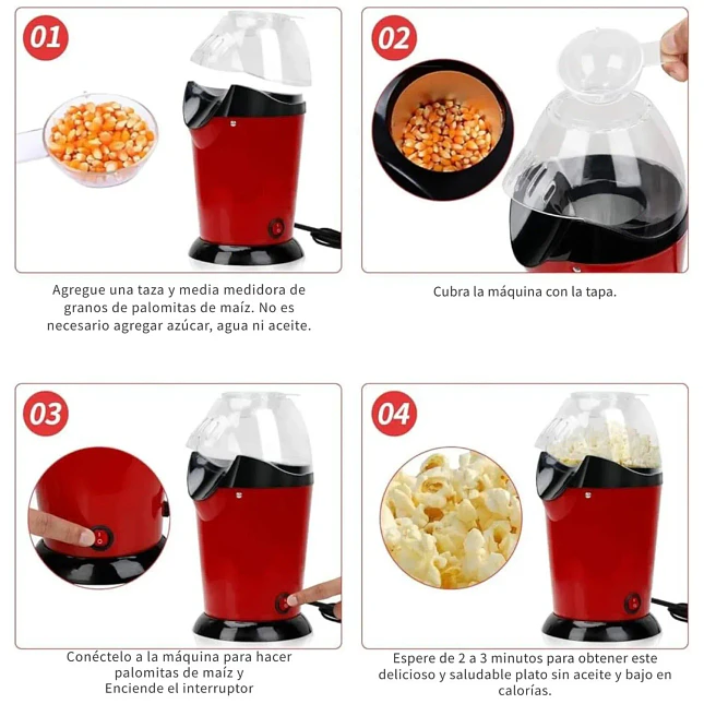 Máquina de Palomitas con Aire Caliente de 1200W y 300 ml 3