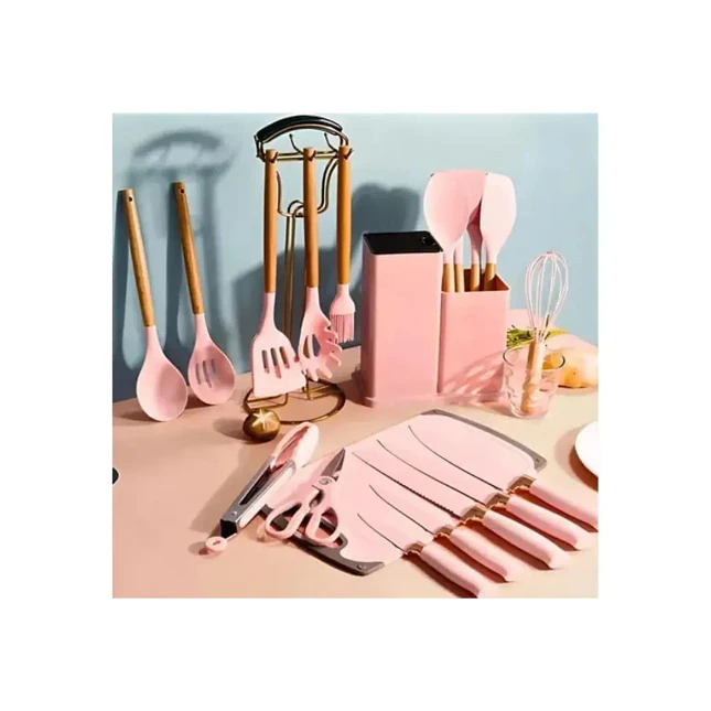 Set de Utensilios de Cocina de Silicona de 19 Piezas con Mangos de Madera 3
