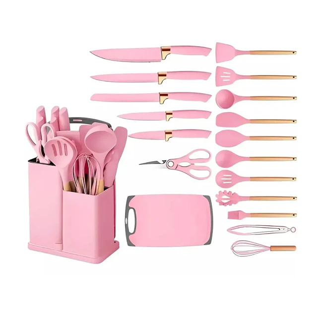Set de Utensilios de Cocina de Silicona de 19 Piezas con Mangos de Madera 5