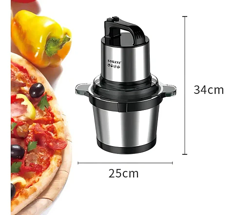 Picador Eléctrico Sokany de 4 Litros con Motor de 800W y 4 Cuchillas