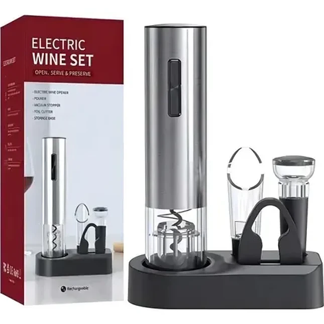 Kit Destapador de Vino Eléctrico con Accesorios para Conservación 3