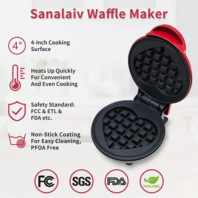 Mini Waflera Eléctrica Multifuncional con Superficie Antiadherente 3