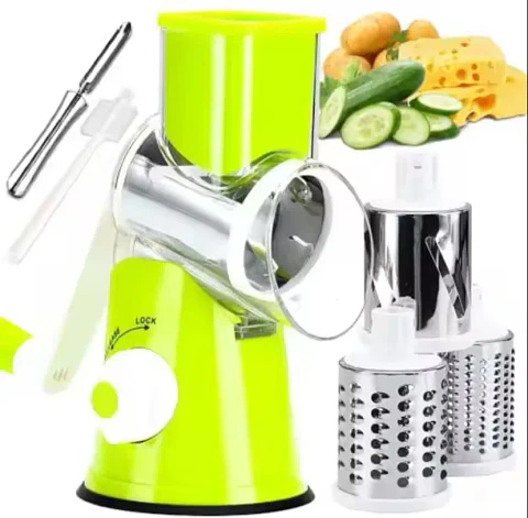 Molino Rallador Manual 3 en 1 con Cuchillas Intercambiables de Acero Inoxidable