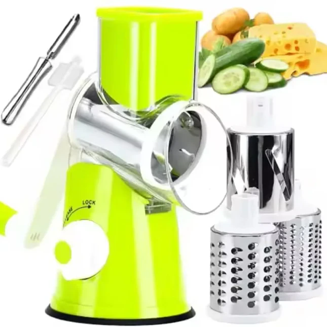 Molino Rallador Manual 3 en 1 con Cuchillas Intercambiables de Acero Inoxidable 1