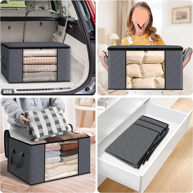 Set x2 Cajas Organizadoras Plegables con Ventana Frontal y Cierre de Cremallera 6