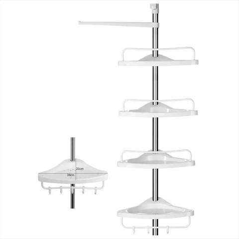 Organizador Esquinero Ajustable para Baño de 4 Repisas hasta 220 cm