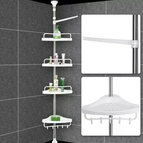 Organizador Esquinero Ajustable para Baño de 4 Repisas hasta 220 cm