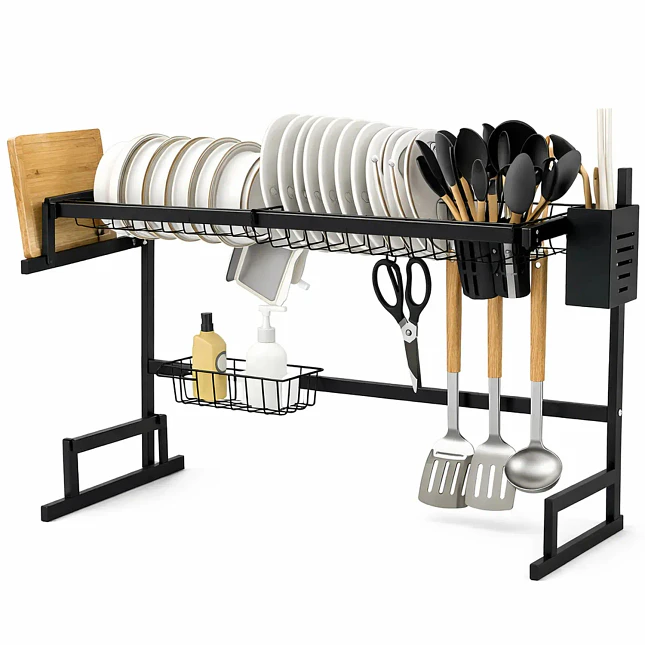 Escurridor de Platos sobre Fregadero Ajustable con Soportes Multifuncionales 1