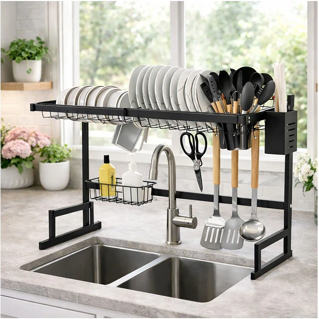 Escurridor de Platos sobre Fregadero Ajustable con Soportes Multifuncionales 3