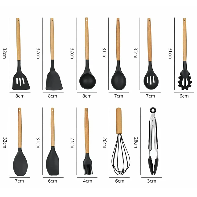 Set de Utensilios de Cocina de Silicona Antiadherente con Soporte Organizador 4
