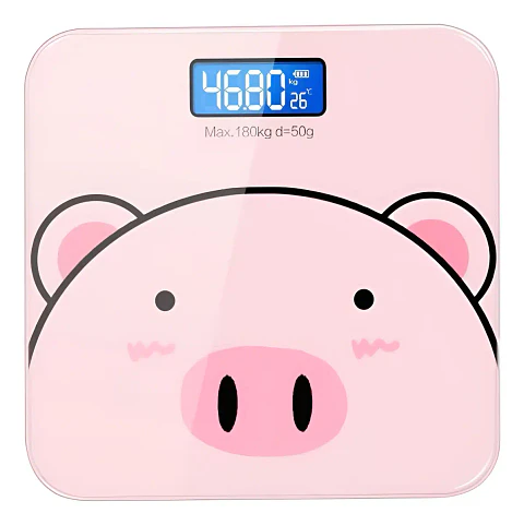 Báscula Digital Recargable con Diseño de Cerdito y Capacidad de 180 kg