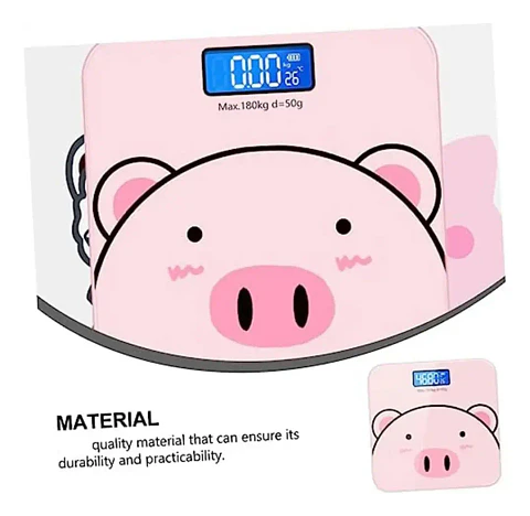 Báscula Digital Recargable con Diseño de Cerdito y Capacidad de 180 kg