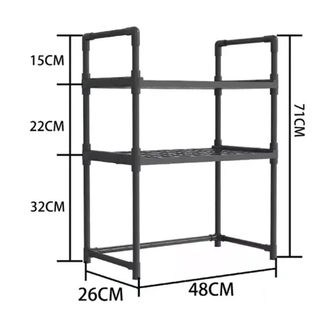Organizador de Cocina de 3 Niveles con Ganchos Laterales para Microondas 3