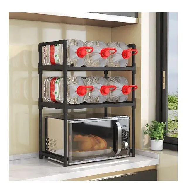 Organizador de Cocina de 3 Niveles con Ganchos Laterales para Microondas 4