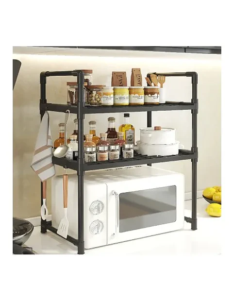 Organizador de Cocina de 3 Niveles con Ganchos Laterales para Microondas