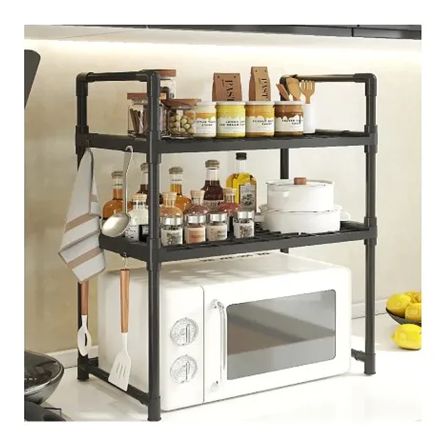 Organizador de Cocina de 3 Niveles con Ganchos Laterales para Microondas 2