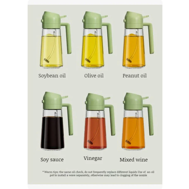 Aceitero Spray y Vertedor 2 en 1 de 400 ml Antifugas y Recargable 3