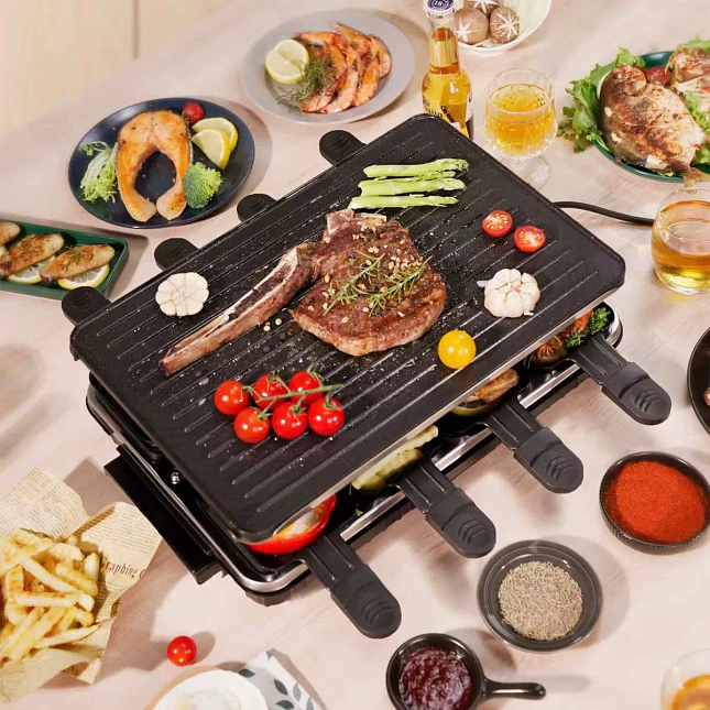 Plancha Eléctrica Multifuncional Sokany 1600W con Parrilla y Bandejas 4