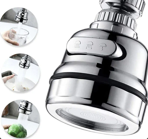 Grifo Cromado Giratorio 360° con 3 Modos de Agua