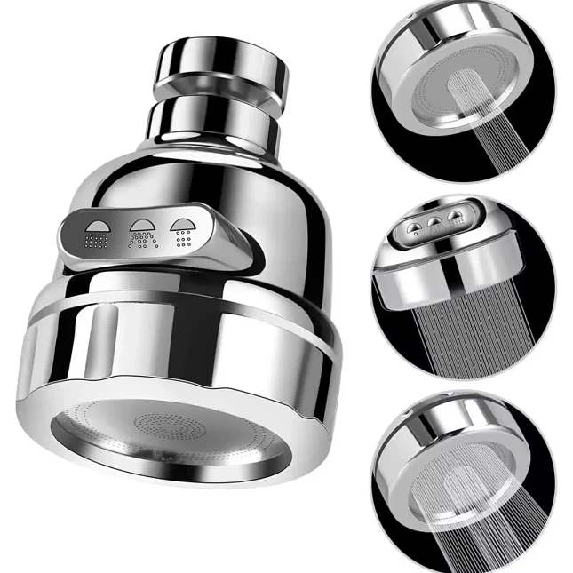 Grifo Cromado Giratorio 360° con 3 Modos de Agua 3
