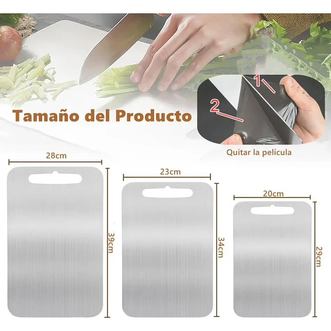 Set de 3 Tablas de Cortar en Acero Inoxidable 316 3