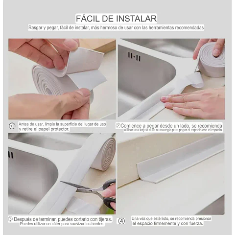 Cinta Antihongos Impermeable 22 mm para Baño y Cocina