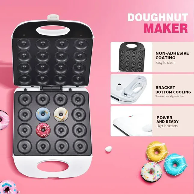 Máquina para Hacer Mini Donas de 16 Puestos con Recubrimiento Antiadherente 3