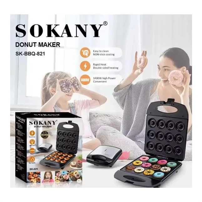 Máquina Mini Donas Sokany de 12 Puestos con Recubrimiento Antiadherente 2