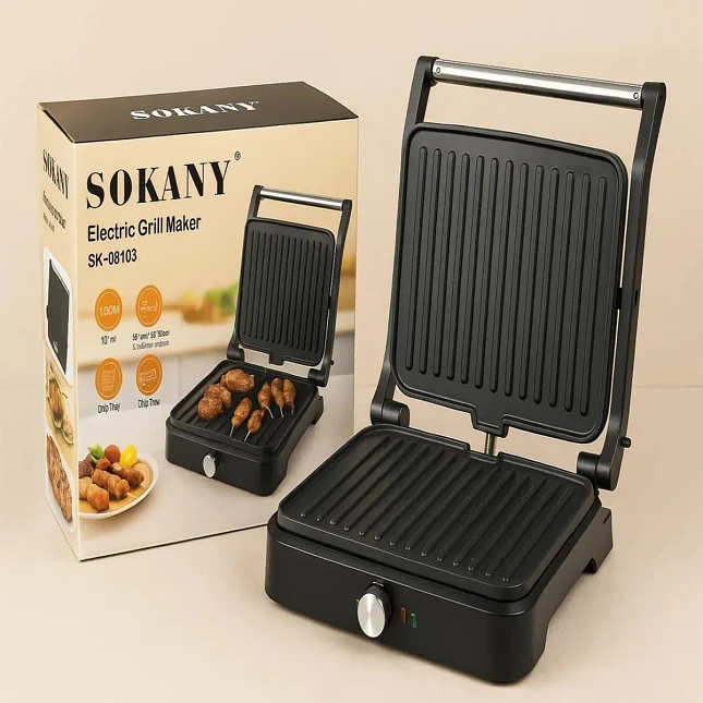 Parrilla Eléctrica Sokany Multifuncional 1500W con Placas Antiadherentes 4