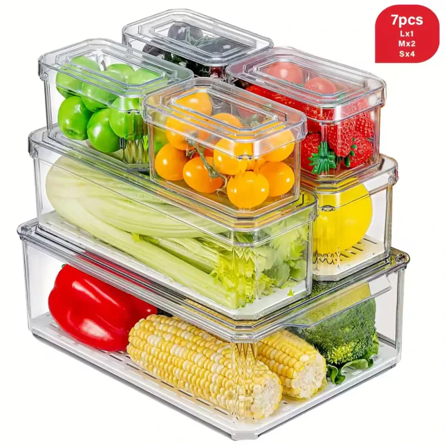 Set de 7 Organizadores Transparentes para Nevera y Cocina 2