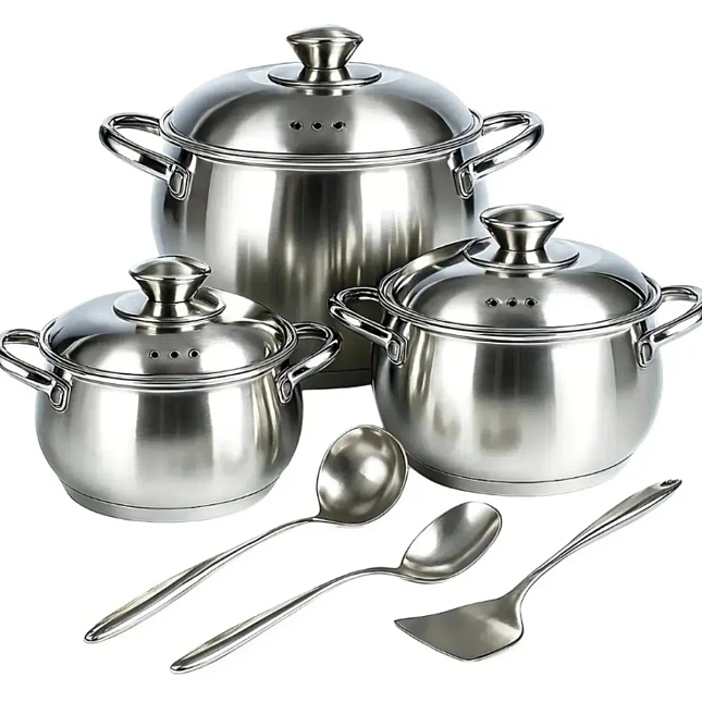 Juego de Ollas SwissHome 3, 6 y 9 Litros en Acero Inoxidable 1
