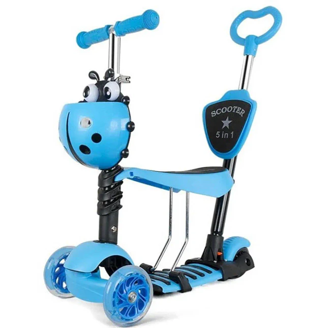 Patineta Scooter Monopatín 5 en 1 Mariquita con Luces LED 3