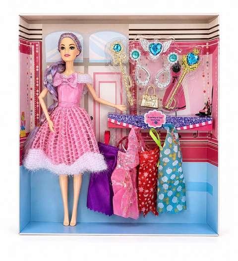 Muñeca con Accesorios y Vestidos para Niñas