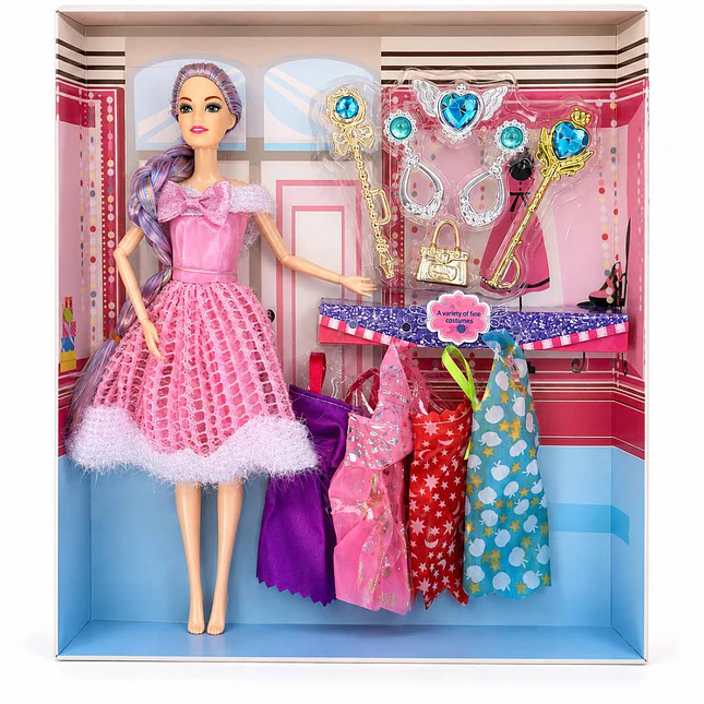 Muñeca con Accesorios y Vestidos para Niñas 1