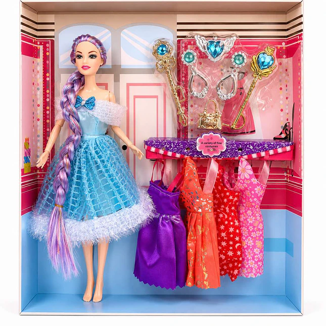 Muñeca con Accesorios y Vestidos para Niñas 2