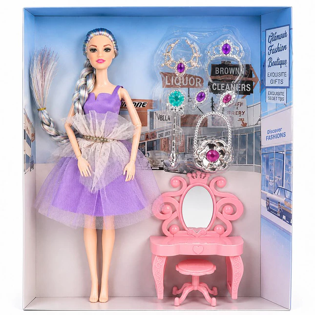 Muñeca con Accesorios y Tocador para Niñas 4