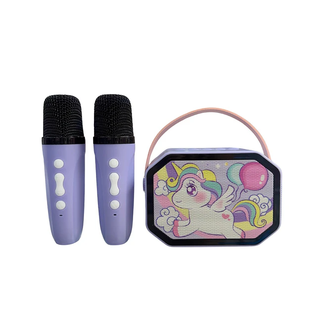 Mini Parlante Infantil con 2 Micrófonos Recargables y Luces LED 1