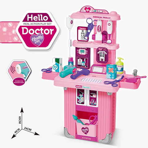 Juguete Maleta de Doctora 2 en 1 con 32 Piezas, Luces y Sonido