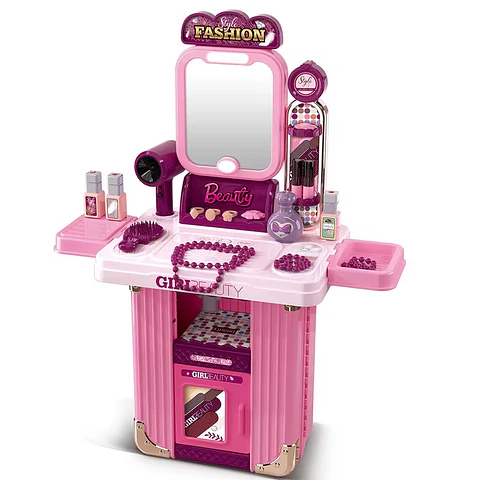 Juguete Maleta de Belleza 2 en 1 con Tocador, Luces y Sonido