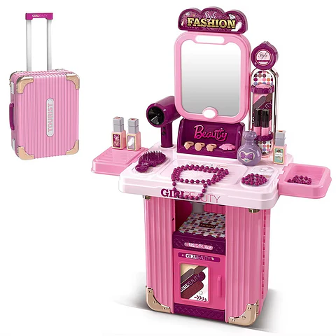 Juguete Maleta de Belleza 2 en 1 con Tocador, Luces y Sonido