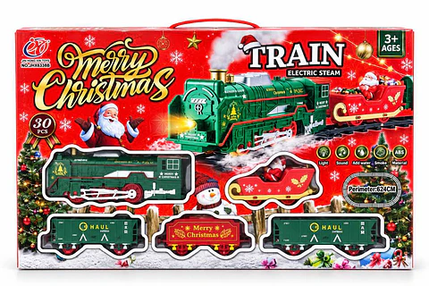 Tren Navideño Eléctrico a Vapor con Luces y Sonido