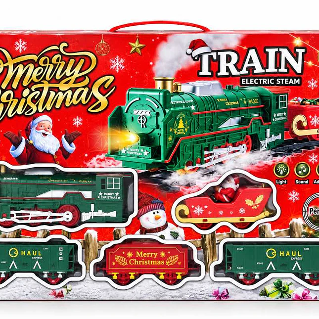 Tren Navideño Eléctrico a Vapor con Luces y Sonido 2