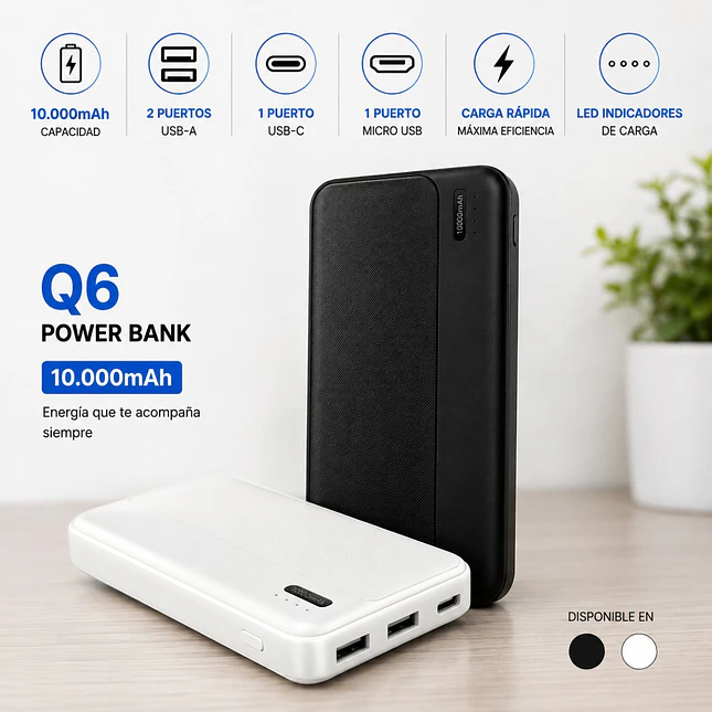 Power Bank Q6 10.000 mAh Carga Rápida 2