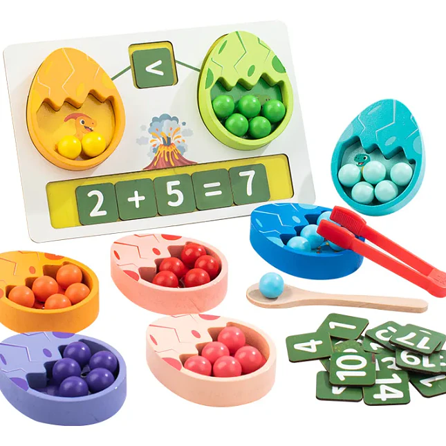 Juego Montessori Huevo de Dinosaurio con Cuentas y Matemáticas 3
