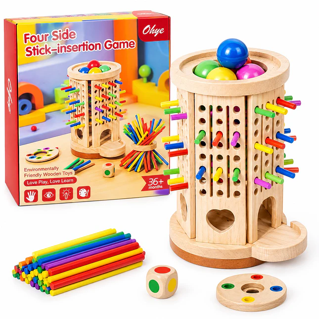Juego de Equilibrio de Columnas Verticales de Madera 1