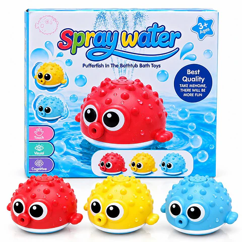 Juguete de Baño Pez Globo con Rociador de Agua por Inducción