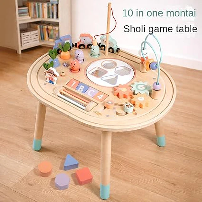 Mesa de Actividades Multisensorial de Madera para Niños 3