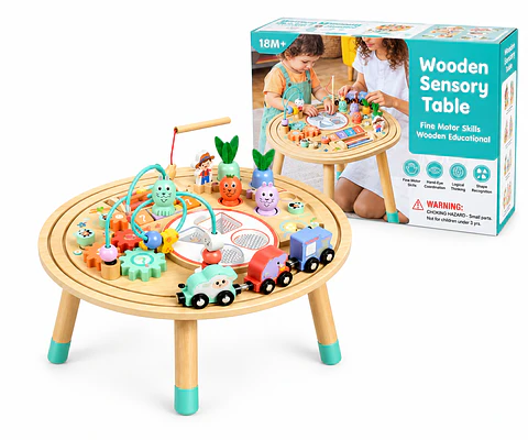 Mesa de Actividades Multisensorial de Madera para Niños